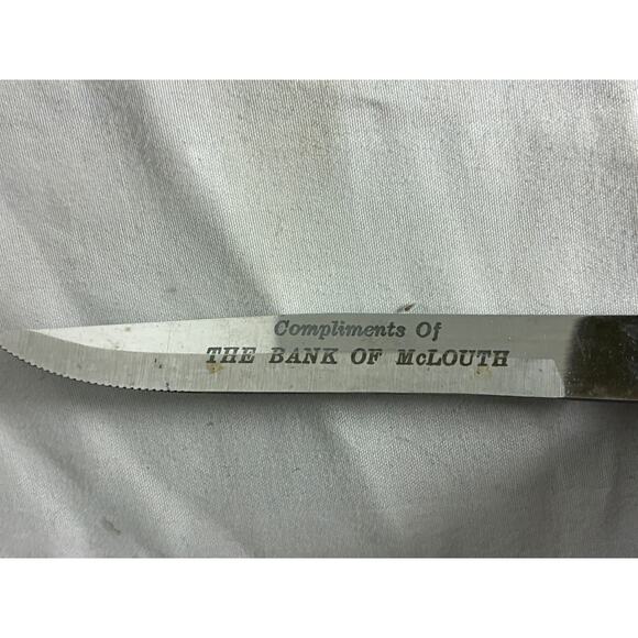 Hollow Ground Stainless Steel Steak Knives Set of 4 Promotional Bank of McLouth - Picture 7 of 9